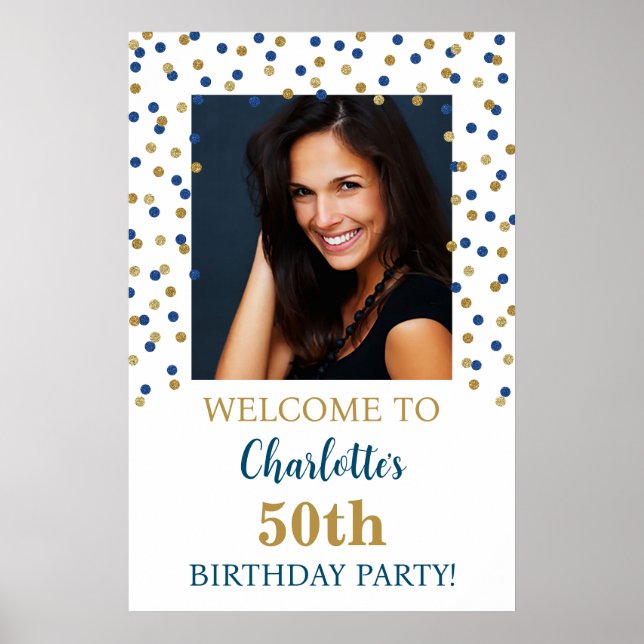 Blue Birthday Party Custom 20x30 Foto Poster (Vorne)