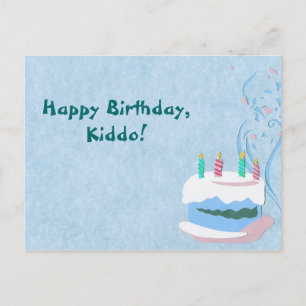 Blue Birthday Postcard Postkarte