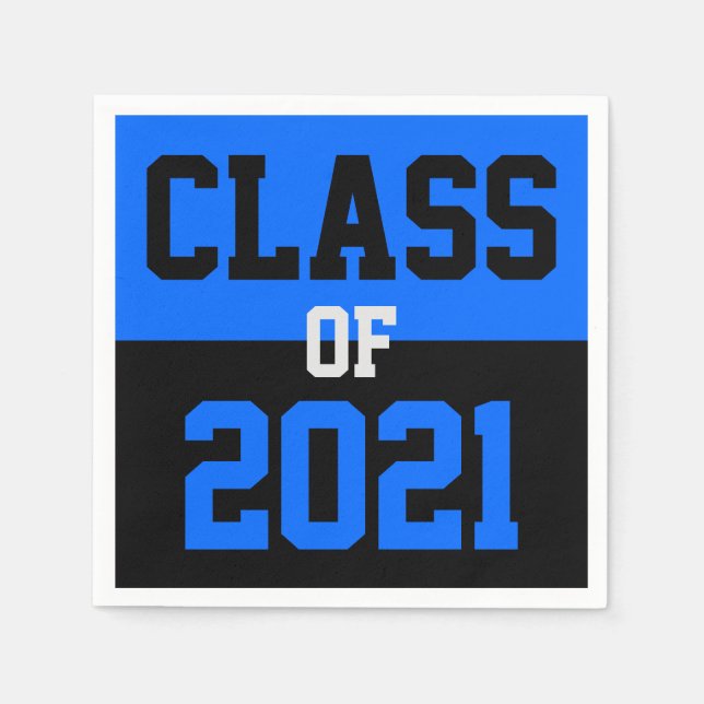 Blue & Black Abschluss Class 2024 Serviette (Vorderseite)