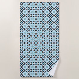Blue, black and white geometric patterned  strandtuch
