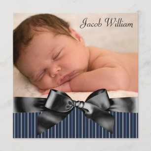 Blue Black Baby Boy Foto Geburtserklärung Ankündigung