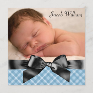 Blue Black Baby Boy Foto Geburtserklärung Ankündigung