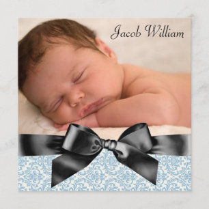 Blue Black Baby Boy Foto Geburtserklärung Ankündigung