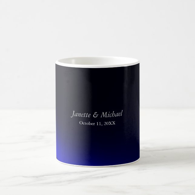 Blue Black Background Liebe Wedding Names Kaffeetasse (Mittel)