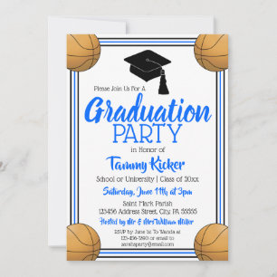 Blue & Black Basketball Graduation Party Einladung