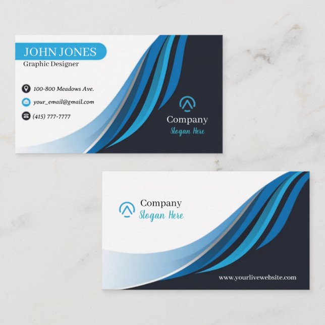 Blue & Black Business Cards 5 Pack mit 100 Visitenkarte (Vorne/Hinten)