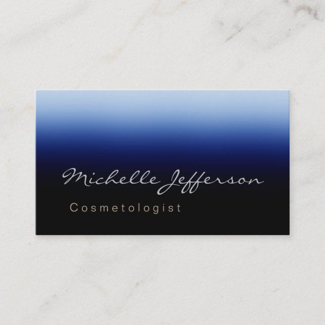 Blue Black Calligraphy Cosmetologe Business Card Visitenkarte (Vorderseite)