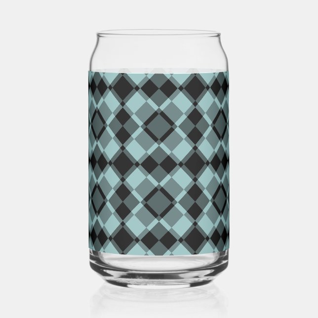 Blue Black Checker Argyle Pattern Dosenglas (Vorderseite)
