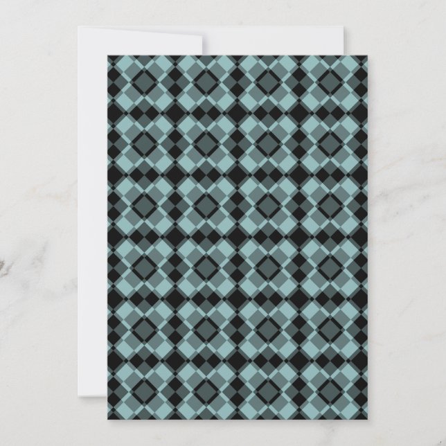Blue Black Checker Argyle Pattern Einladung (Vorderseite)