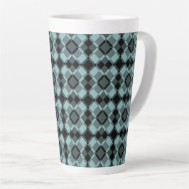 Blue Black Checker Argyle Pattern Milchtasse