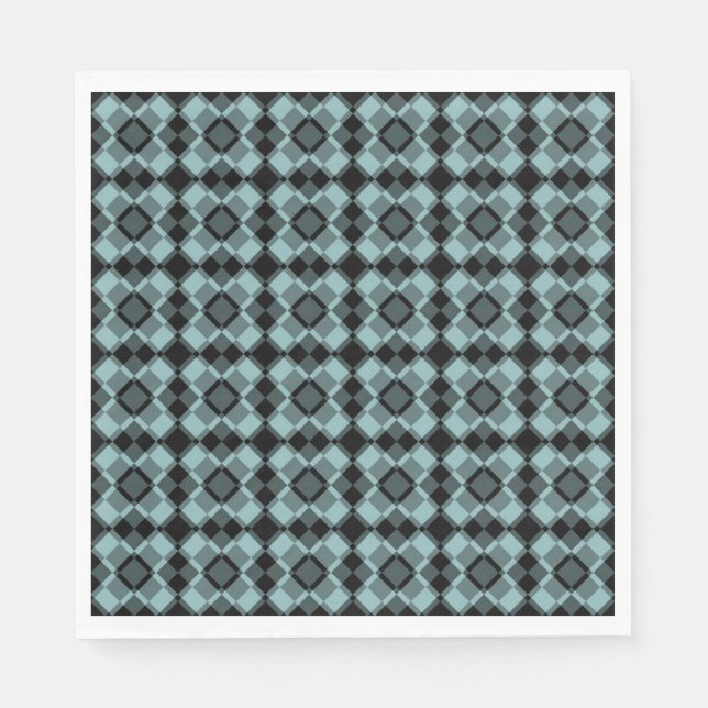 Blue Black Checker Argyle Pattern Serviette (Vorderseite)