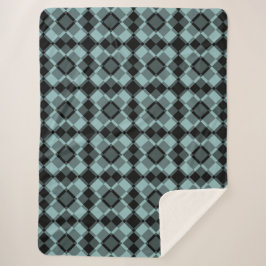Blue Black Checker Argyle Pattern Sherpadecke
