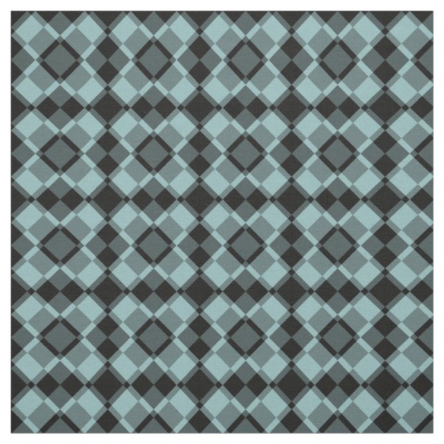 Blue Black Checker Argyle Pattern Stoff (Muster)