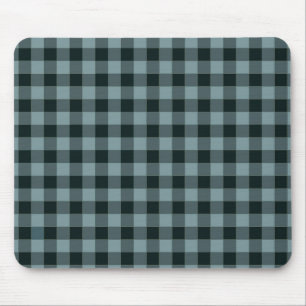 Blue Black Checkered Gingham Pattern Mousepad