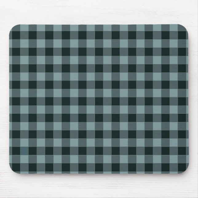 Blue Black Checkered Gingham Pattern Mousepad (Vorne)