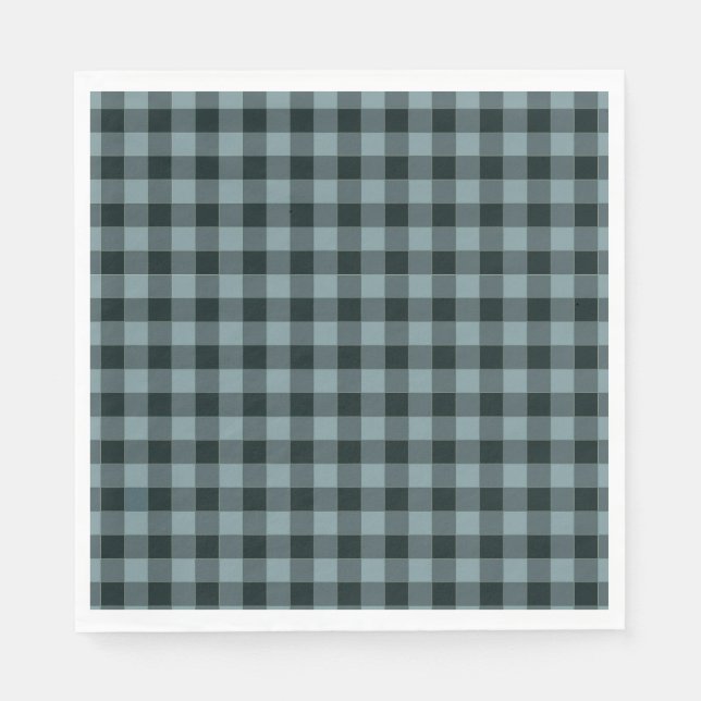 Blue Black Checkered Gingham Pattern Serviette (Vorderseite)