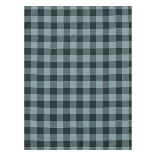 Blue Black Checkered Gingham Pattern Tischdecke (Vorderseite)