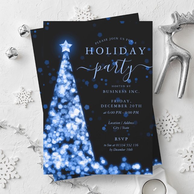 Blue Black Christmas Tree Company Holiday Party Einladung (Blue Black Christmas Tree Company Holiday Party Invitation)