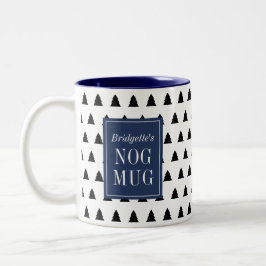 Blue Black Christmas Tree Gemustert Personalisiert Zweifarbige Tasse
