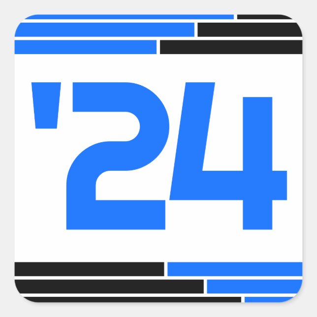 Blue & Black Class von '24 Abschluss Quadratischer Aufkleber (Vorderseite)