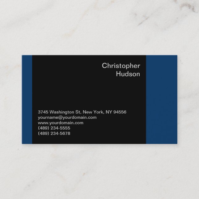 Blue Black Consultant Business Card Visitenkarte (Vorderseite)