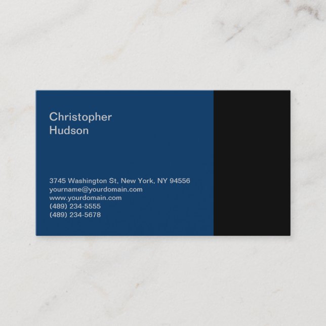 Blue Black Consultant Business Card Visitenkarte (Vorderseite)