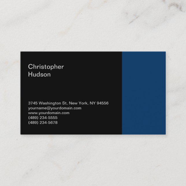 Blue Black Consultant Business Card Visitenkarte (Vorderseite)
