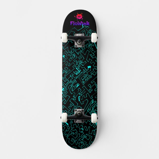 Blue Black Cyber Skateboard (Vorderseite)