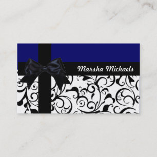 Blue Black Damask Custom Business Cards Visitenkarte