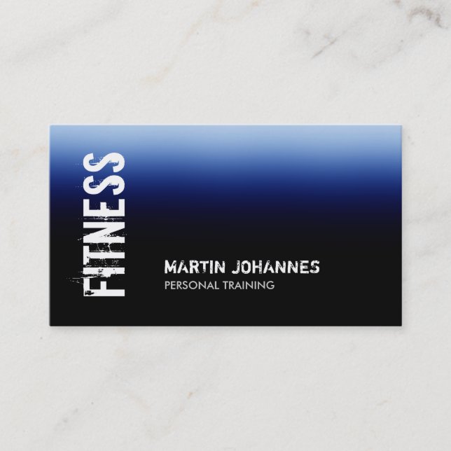 Blue Black Fitness Personal Trainer Business Card Visitenkarte (Vorderseite)