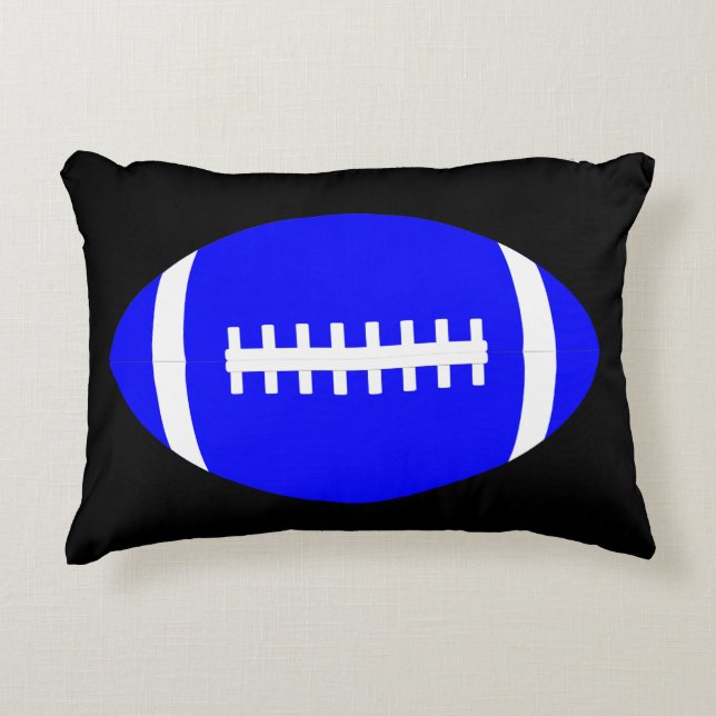 Blue & Black Football Player oder Fan Throw Kissen (Vorderseite)