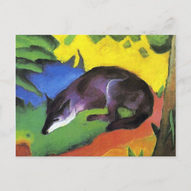 Blue Black Fox von Franz Marc Postkarte (Vorderseite)