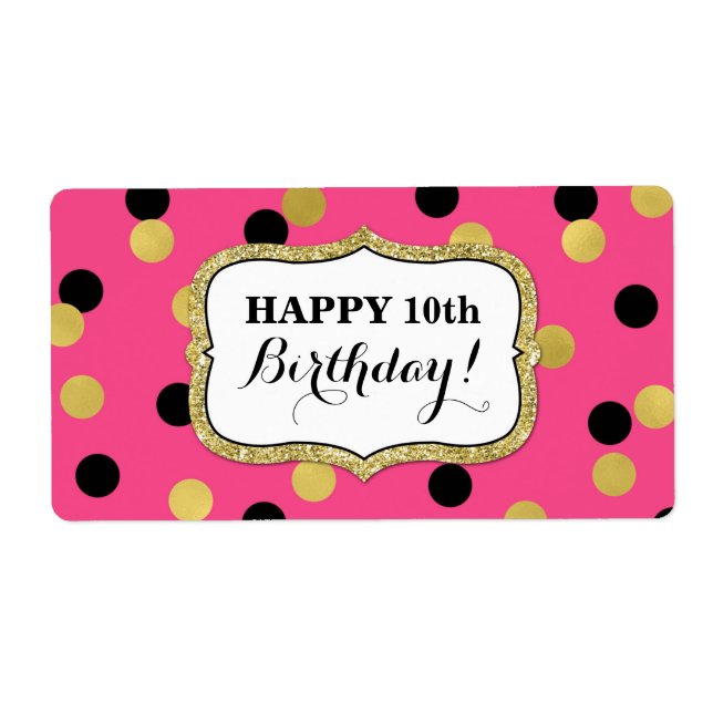 Blue Black Gold Confetti Birthday Labels (Vorne)