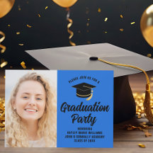 Blue Black Graduate Foto 2025 Graduation Party