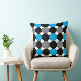 Blue Black Gray Geometric Kissen