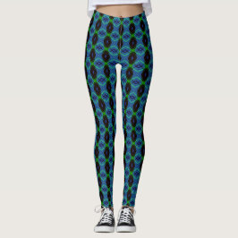 Blue Black Green Geometric Deko Gym Yoga Fitness Leggings