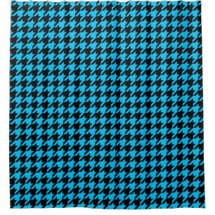 Blue Black Hahnentrittmuster Karo Duschvorhang