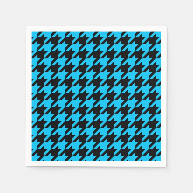 Blue Black Hahnentrittmuster Karo Serviette (Vorderseite)
