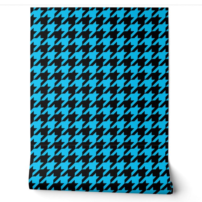 Blue Black Hahnentrittmuster Karo Tapete (Abrollen)