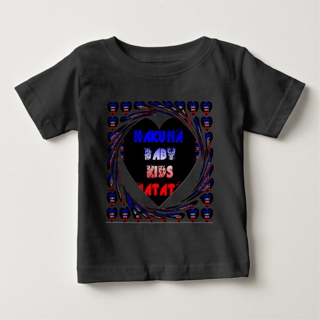 Blue Black Hakuna Matata Baby Kinder Design.pnng Baby T-shirt (Vorderseite)