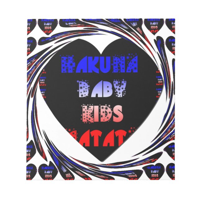 Blue Black Hakuna Matata Baby Kinder Design.pnng Notizblock (Vorderseite)