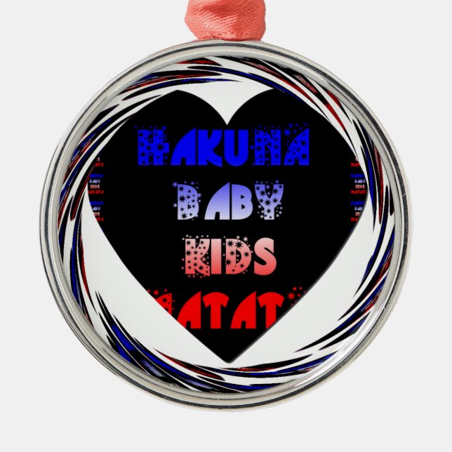Blue Black Hakuna Matata Baby Kinder Design.pnng Ornament Aus Metall (Vorne)