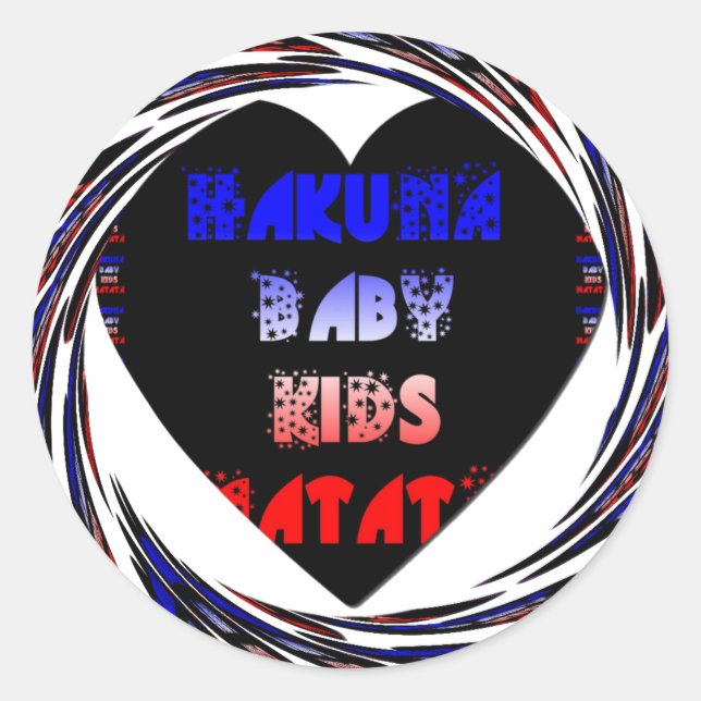 Blue Black Hakuna Matata Baby Kinder Design.pnng Runder Aufkleber (Vorderseite)
