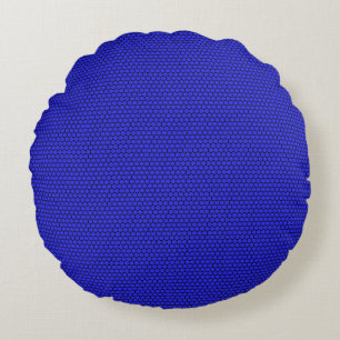 Blue Black Hexagon Seamless Pattern Rundes Kissen