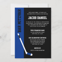 Blue Black Hockey Bar Mitzvah Einladungen