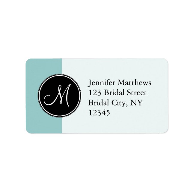 Blue Black Initial Address Labels für Hochzeiten Adressaufkleber (Vorne)