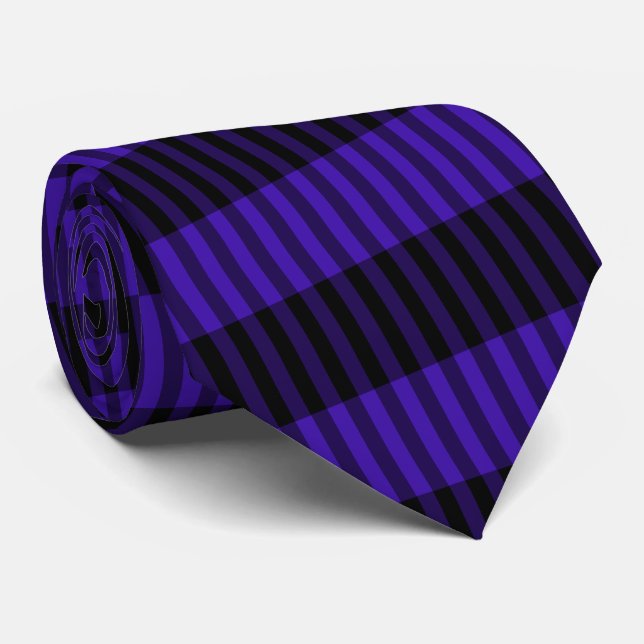 Blue Black Karo Neck Tie Krawatte (Gerollt)