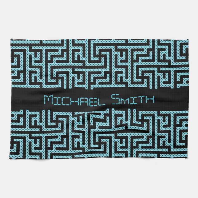 Blue & Black Labyrinth Geschirrtuch (Horizontal)