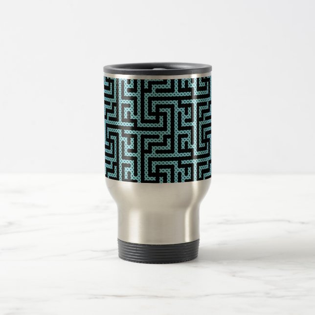 Blue & Black Labyrinth Reisebecher (Mittel)