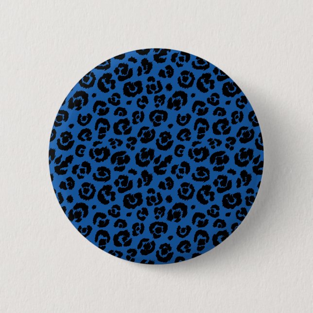 Blue Black Leopard Print Button (Vorderseite)